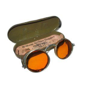 Antique Amber Universal Willson Sunglasses Service Goggles Vintag Safety Glasses